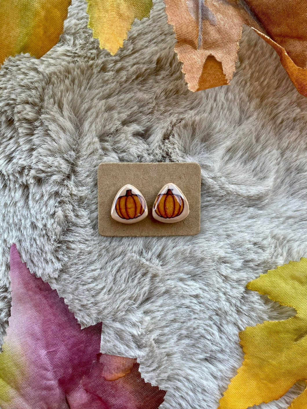 Bright Orange Pumpkin Stud